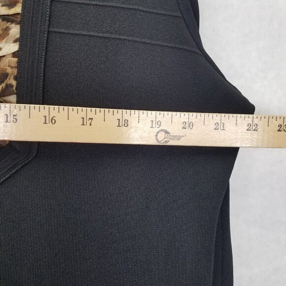 MISOOK Long Cardigan Jacket Women's L Black Leopard Trim Button Up Textured Knit - Picture 13 of 13